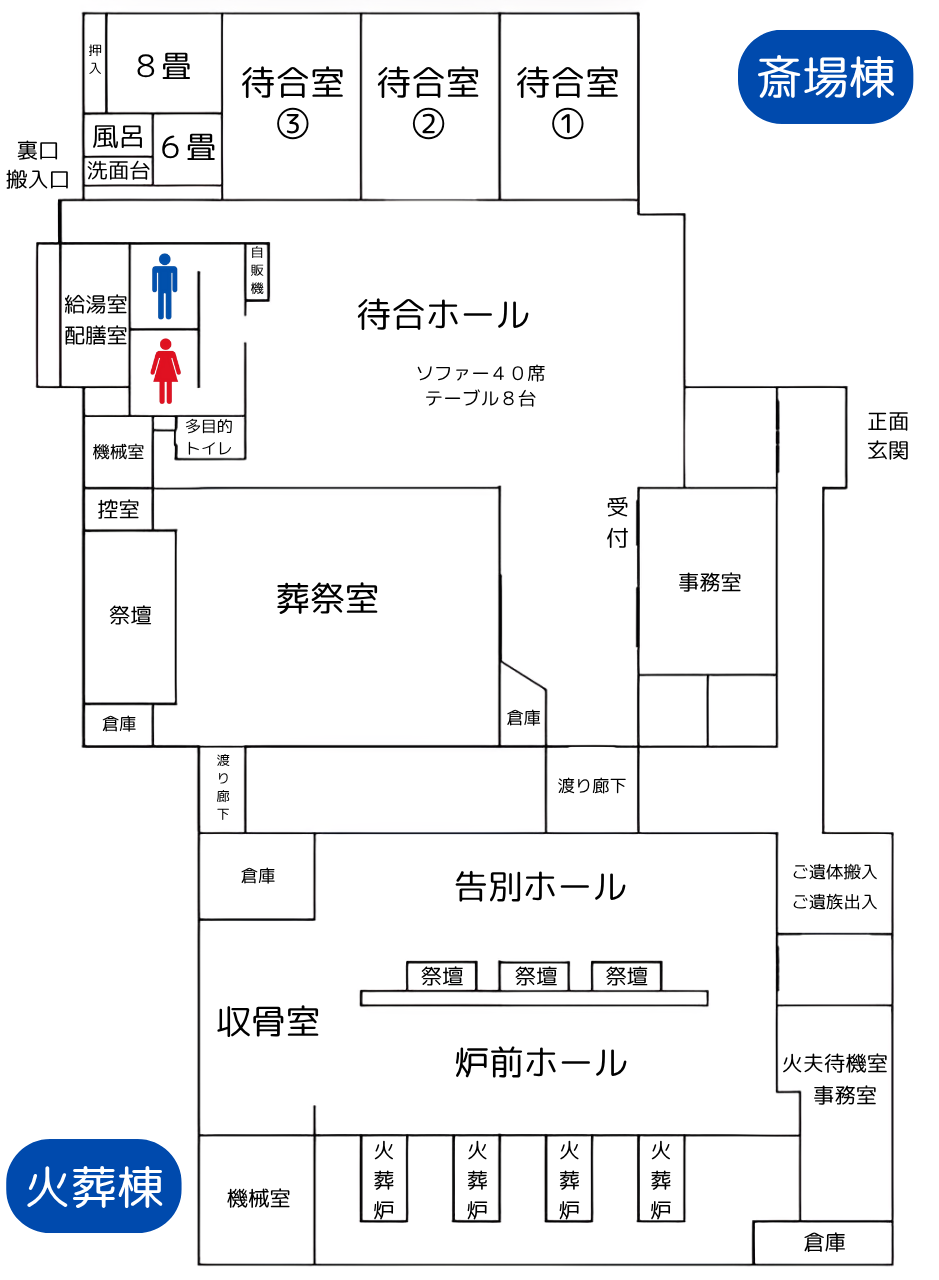 龍ケ崎市営斎場館内案内図